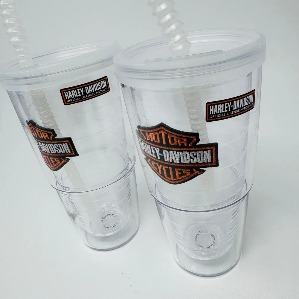 Harley-Davidson Tervis Tumbler Set of 2 Insulated 24oz Cups with Lids and Straws